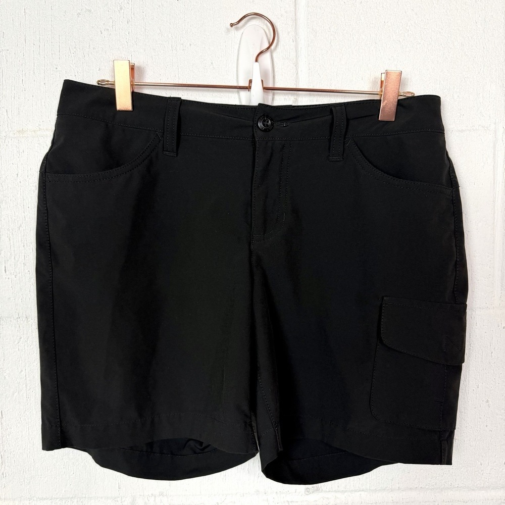 Eddie Bauer Women's Tech Cargo Shorts Black Golf Tennis Hiking Utility Walking 4
